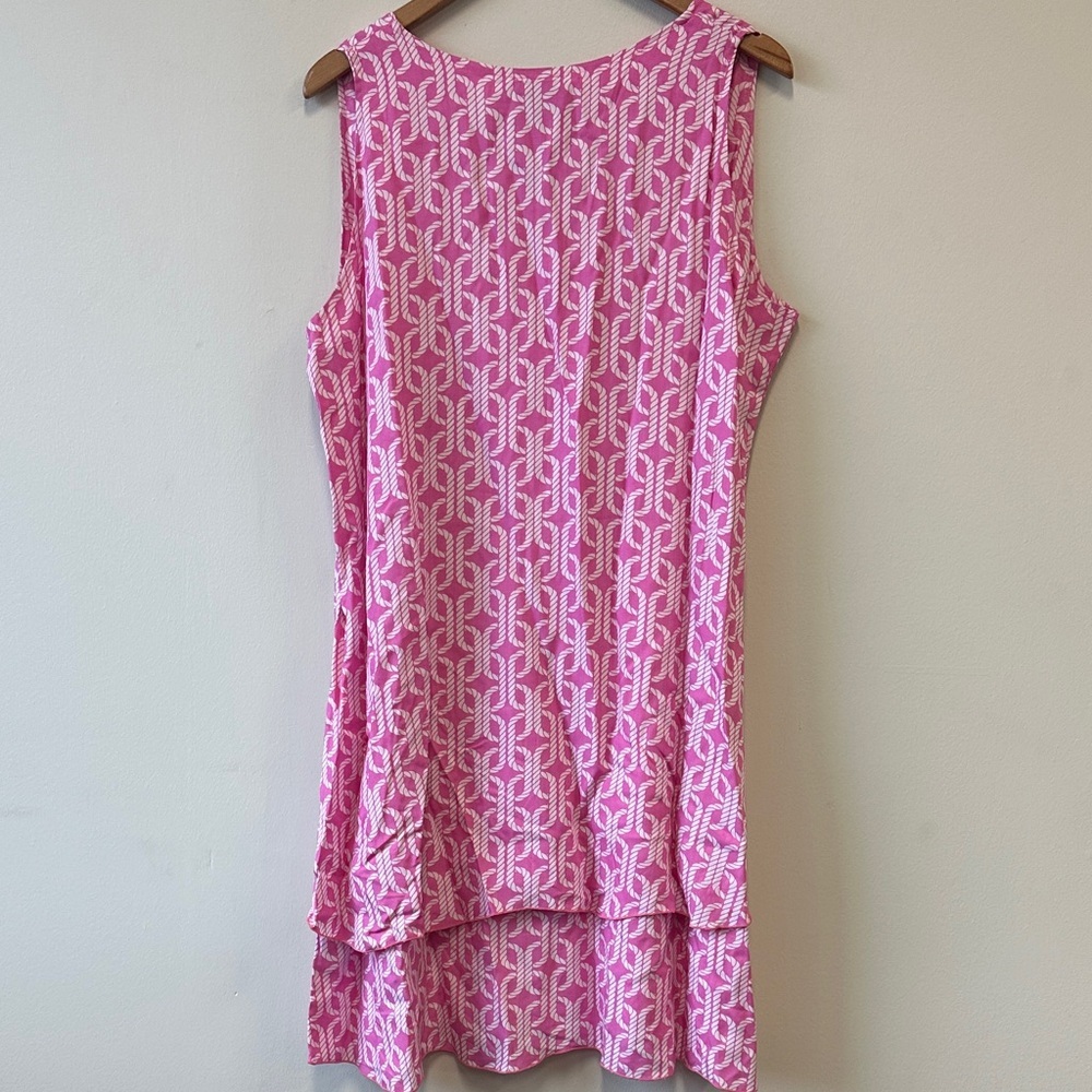 Escapada Sleeveless Michelle Dress Pink Patterned Midi Dress with 2-tiered Hem - Picture 6 of 7